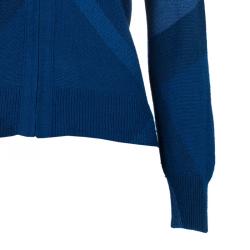 Pre Owned Burberry Blue Check Wool Cashmere Zip Front Cardigan M