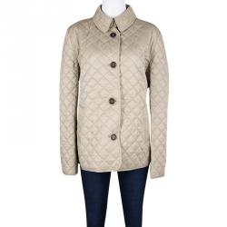 Pre Owned Burberry Brit Brown Diamond Quilted Button Front Jacket XXL