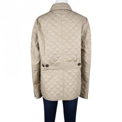 Pre Owned Burberry Brit Brown Diamond Quilted Button Front Jacket XXL