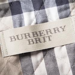 Pre Owned Burberry Brit Brown Diamond Quilted Button Front Jacket XXL