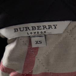 Pre Owned Burberry London Black Diamond Quilted Zip Front Belted Long Jacket XS