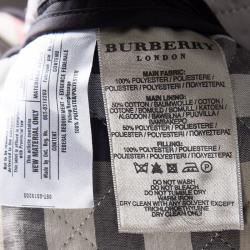 Pre Owned Burberry London Black Diamond Quilted Zip Front Belted Long Jacket XS