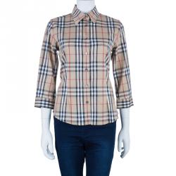 Pre Owned بلوزة بربري نوفاتشيك 3/4 أكمام قطن S