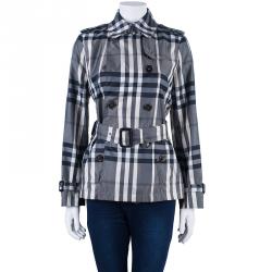 Pre Owned Burberry Monochrome Print Trenchcoat S