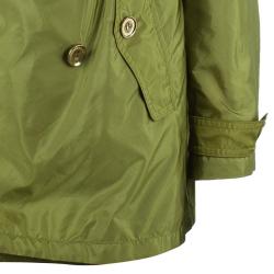 Pre Owned معطف المطر بربري تافيتا أخضر زيتوني S