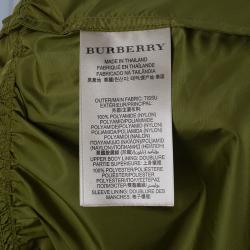Pre Owned معطف المطر بربري تافيتا أخضر زيتوني S