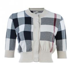 Pre Owned Burberry Novacheck Knit Cardigan S