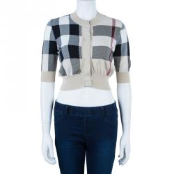 Pre Owned Burberry Novacheck Knit Cardigan S