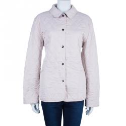 Pre Owned Burberry Nude/Pink Diamond Quilted Jacket L