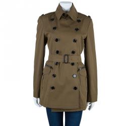 مملوكة مسبقًا Burberry Khaki Cotton-Gabardine Trenchcoat S