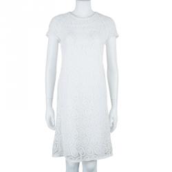 Pre Owned Burberry White Lace Dress M