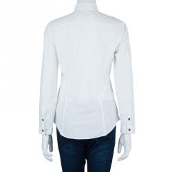 Pre Owned Burberry White Cotton Nova Check Cuff Shirt M