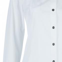 Pre Owned Burberry White Cotton Nova Check Cuff Shirt M