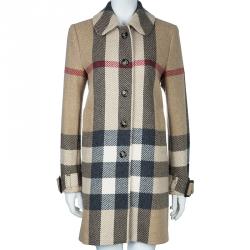 Pre Owned معطف بربري نوفاتشيك صوف بيج M