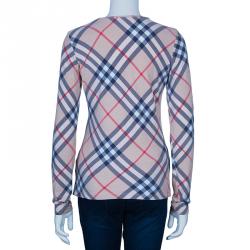 Pre Owned توب بربري تريكو أكمام طويلة نوفاتشيك بيج M