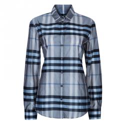 Pre Owned قميص بربري نوفاتشيك أكمام طويلة رصاصي M