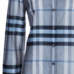 Pre Owned قميص بربري نوفاتشيك أكمام طويلة رصاصي M