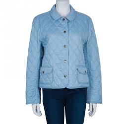 Pre Owned Burberry Baby Blue Quilted Jacket L