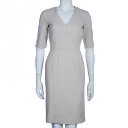 مملوكة مسبقًا فستان بربري بيج برقبة حرف V مقاس S