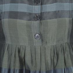Pre Owned Burberry Olive Green Babydoll Dress S