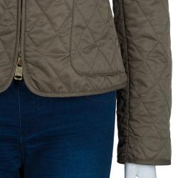 Pre Owned جاكيت بربري أخضر زيتوني مبطن بنمط ماسي S