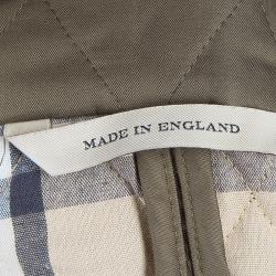 Pre Owned جاكيت بربري أخضر زيتوني مبطن بنمط ماسي S