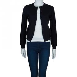 Pre Owned Burberry Navy Blue Merino Wool Cardigan S