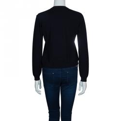 Pre Owned Burberry Navy Blue Merino Wool Cardigan S