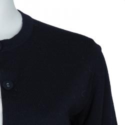 Pre Owned Burberry Navy Blue Merino Wool Cardigan S