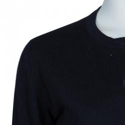 Pre Owned Burberry Navy Blue Merino Wool Cardigan S