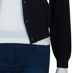 Pre Owned Burberry Navy Blue Merino Wool Cardigan S
