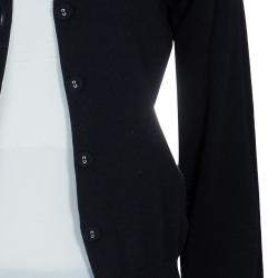 Pre Owned Burberry Navy Blue Merino Wool Cardigan S