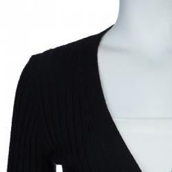 Pre Owned Burberry Black Ribbed Cashmere Cardigan S