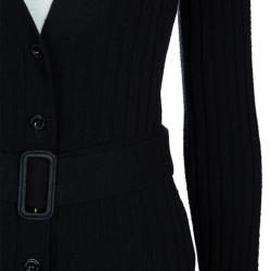 Pre Owned Burberry Black Ribbed Cashmere Cardigan S