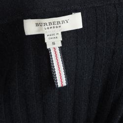 Pre Owned Burberry Black Ribbed Cashmere Cardigan S