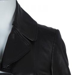 Pre Owned Burberry Prorsum Black Leather Notched Lapel Jacket M