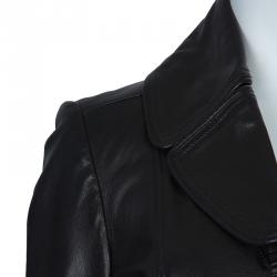 Pre Owned Burberry Prorsum Black Leather Notched Lapel Jacket M