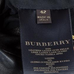 Pre Owned Burberry Prorsum Black Leather Notched Lapel Jacket M