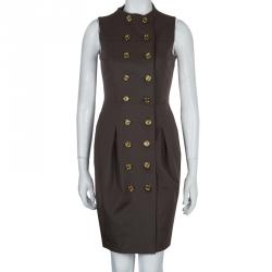 Pre Owned Burberry Olive Green Fitted Dress S