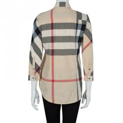 Pre Owned Burberry Beige Novacheck Button Down Cotton Shirt S