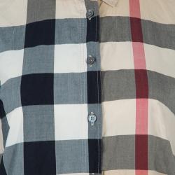 Pre Owned Burberry Beige Novacheck Button Down Cotton Shirt S