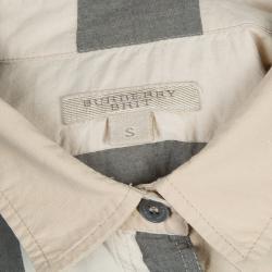 Pre Owned Burberry Beige Novacheck Button Down Cotton Shirt S