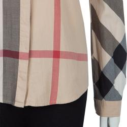 Pre Owned Burberry Beige Novacheck Long Sleeve Button Down Cotton Shirt S