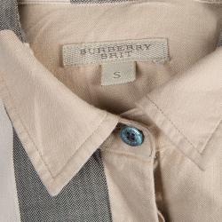 Pre Owned Burberry Beige Novacheck Long Sleeve Button Down Cotton Shirt S
