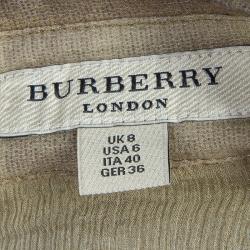 مملوكة مسبقًا Burberry Brown Checked Crinkled Silk Short Sleeve Sheer Blouse S