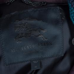 Pre Owned معطف بربري بحزام ياقة كروشيه مزينة بالخرز بنف سجي S