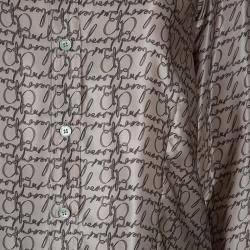 Pre Owned بلوزة بربري بأزرار أمامية حرير رصاصي L