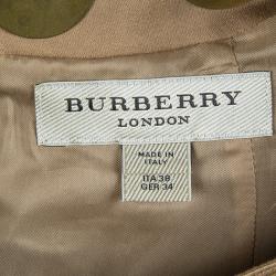 Pre Owned Burberry Brown Studded Neck Detail Short Sleeve Dress S