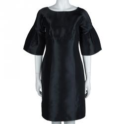 Pre Owned Burberry Black Short Sleeve Sheath Dress S