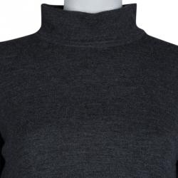 Pre Owned Burberry Grey Wool Drop Waist Zip Front Dress M